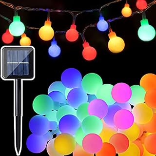 50 LED Globe Solar Fairy String Lights, 23Ft Ball String Lights Outdoor Waterproof, 8 Modes Ball Solar Powered Lights for Garden Christmas Bedroom Wedding Festival Party Decoration, Multi-Color