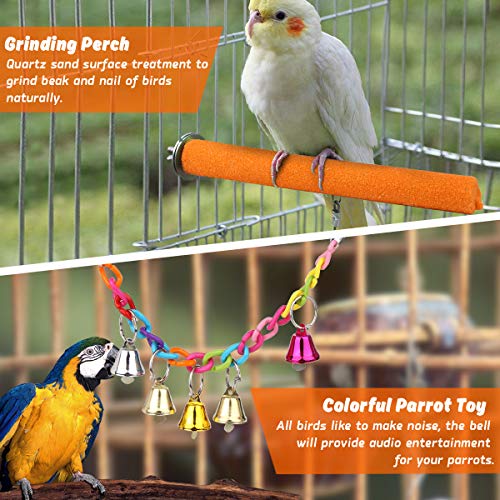 BYZESTY Vogelspeelgoed, set van 17 houten vogels, speelgoed met landingsplaats, vogelkooi, accessoires voor parkieten… - Afbeelding 4