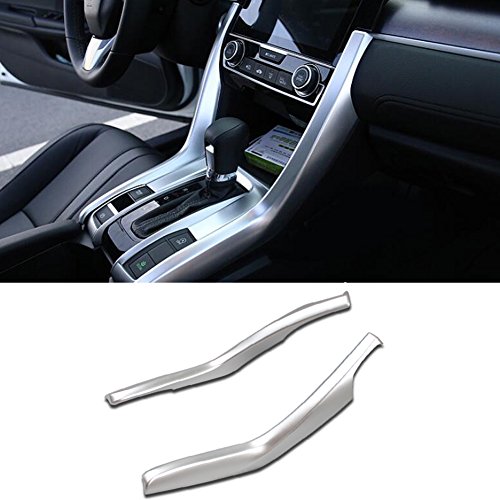 Rqing for Honda Civic 10th 2016 2017 2018 2019 ABS Interior Front Console Gear Shift Panel Cover Trim (Silver Paint)