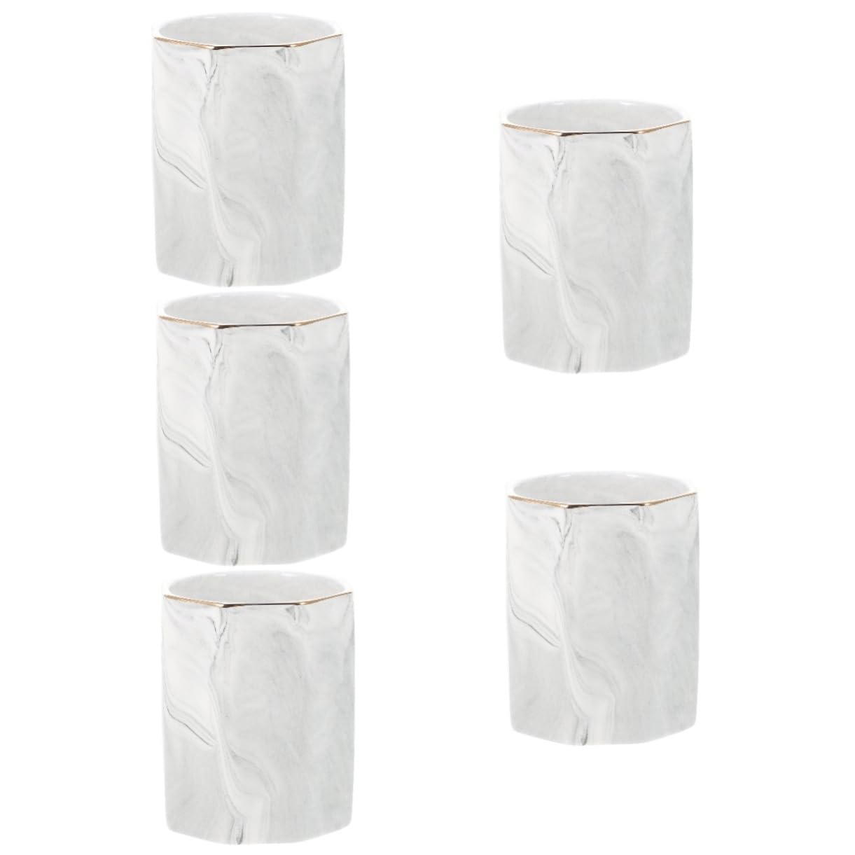 Tofficu 5 Pièces Seau de papeterie hexagonal porte-balais tasse à stylo Pot à crayons hexagonal Pot à crayons multifonctionnel porte-stylo de bureau pots à stylos pour bureau céramique