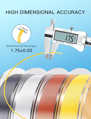 Image of PINBALL 500gX4 Spools Silk PLA 3D Printer Filament Bundle, Shiny Metallic Filament 3D Printing Filament 1.75mm, 500g*4 Gold /Grey /Silver /Red Bronze