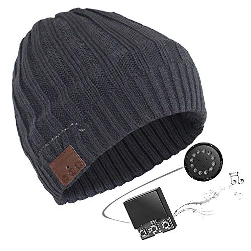 Zibaar Bluetooth Beanie Bluetooth Headphone Hat Wireless Bluetooth Hat Wireless Headset Hat Combined with Stereo Headphones Hands Free Talking Stripe Unisex Grey