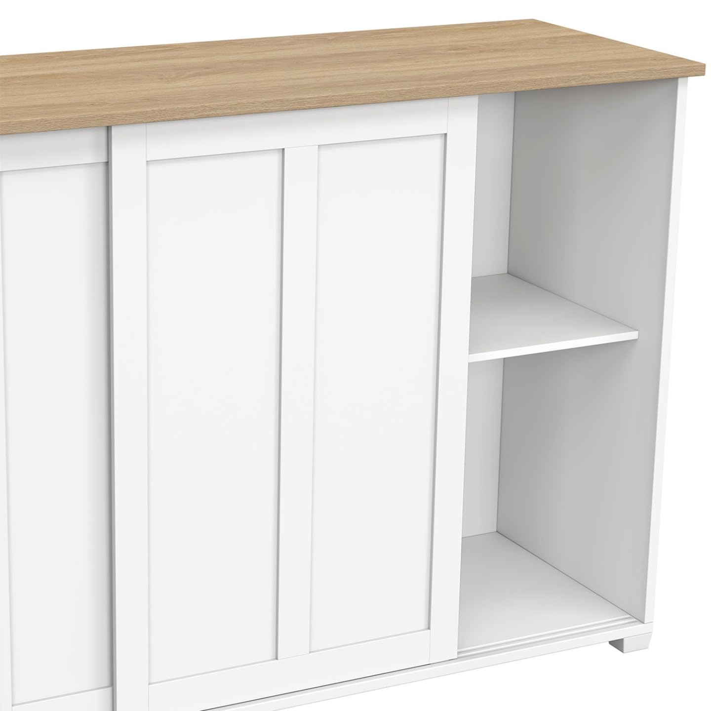 IDMarket - Aparador Jango de 100 cm con 2 puertas correderas, blanco y tablero de madera