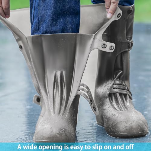 Image of Silicone Reusable Waterproof Shoe Covers for Rain, 13.39 Inch Foldable Tall Boot Design Rain Cover for Shoes