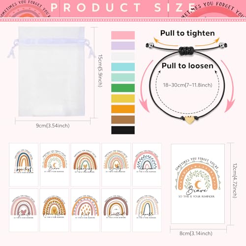 Fumete 20 Sets Inspirational Encouragement Gifts bulk Employee Appreciation Gift for Women Heart String Bracelets with Cards Bags for Female Coworker Friend2