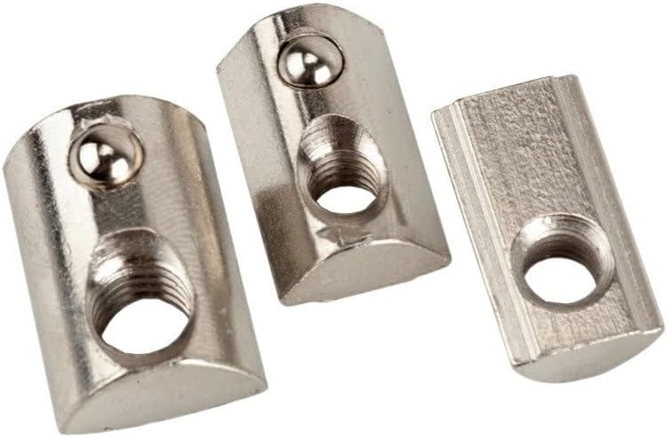 Half Round T Slot Nuts，T Sliding Nuts， 10/20PCS 20 Series Roll-in T Spring Nuts M3 M4 M5 M6 for 2020 Aluminum Profiles Groove(M6(10PCS))