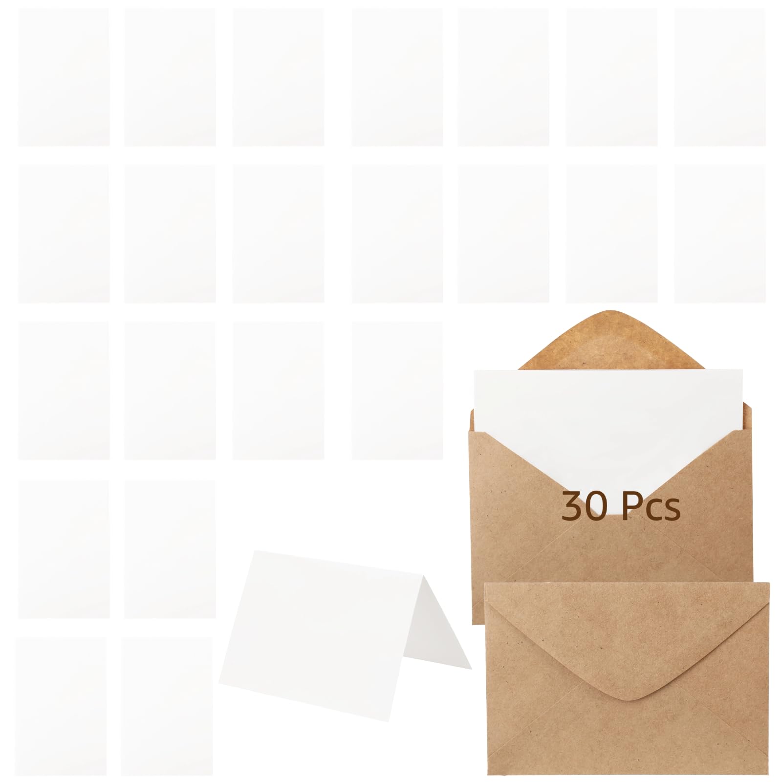 Generisch 30 Sets Blanko-Karten und Umschläge, 4 x 6 Zoll Blanko-Blumen-Grußkarten mit Kraftumschlägen, schlichte Notizkarten für Geburtstag, Hochzeit, Abschluss, Jubiläum