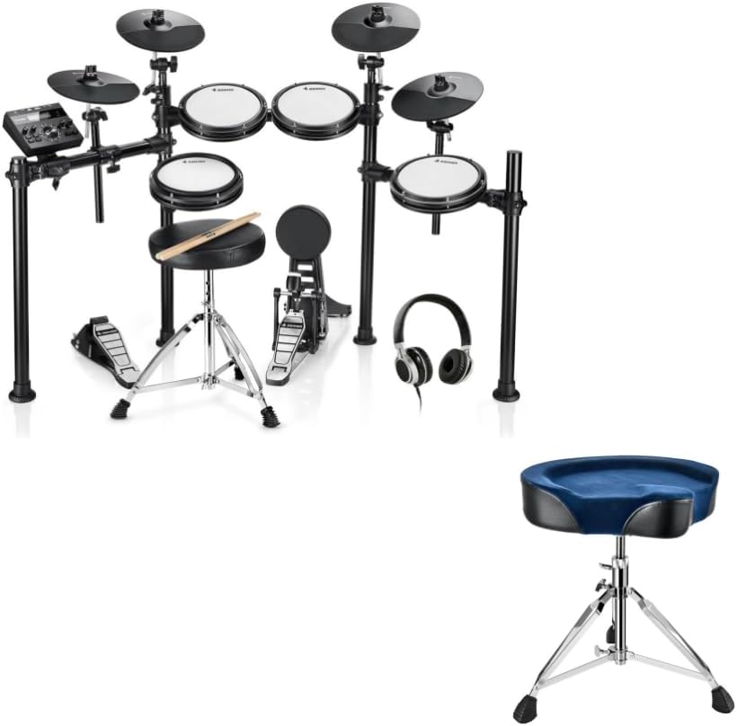 Donner DED-200X Electronic Drum Set, Electric Drum Kit with Quiet Mesh Drum Pads