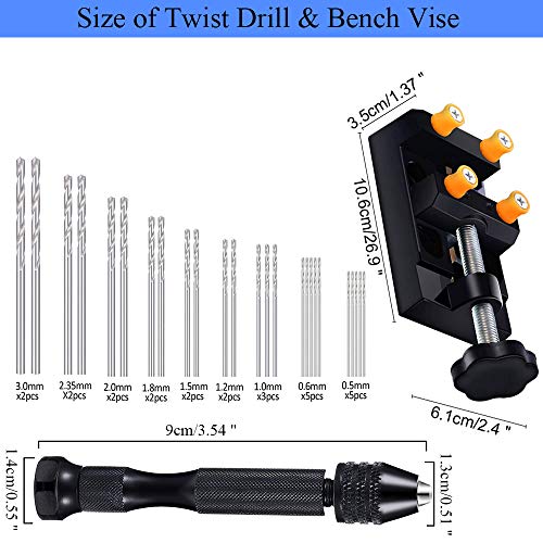 ManLee 37 Pcs Hand Drill Bits Set Include Micro Mini Twist Drill Bits Precision Pin Vise for Wood Jewelry Plastic Craft Carving DIY Drilling Electronic Assembling