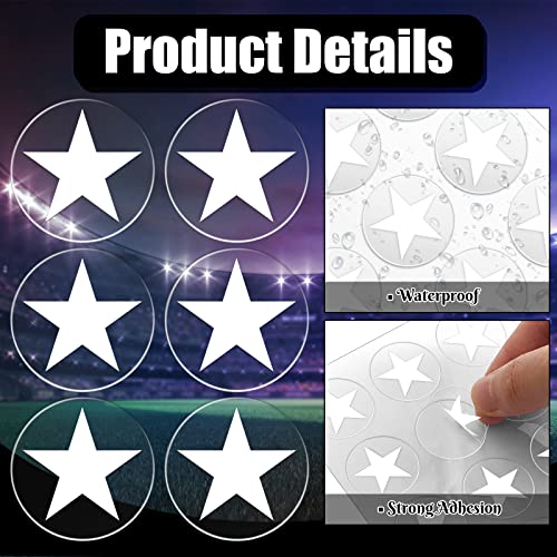 Image of Leinuosen Helmet Stickers Football Baseball Helmet Decals 1-1 /8 Inch Vinyl Sports Football Decals Self Adhesive Hockey Stickers for Hockey, Lacrosse, Batting(Clear Print White,Star)