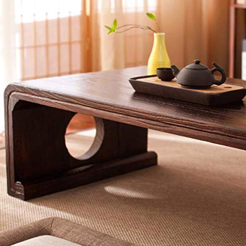 Mesa café de madera maciza zen rectangular con acabado natural premium y estructura robusta 7