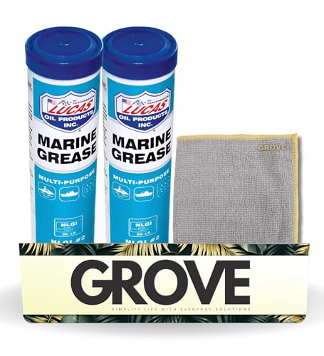 Marine Grease 14 oz Bundle with Microfiber Cloth - Heavy Duty Marine Grease for Trailer Wheel Bearings, Chassis Lubrication, and Outboards - Extreme Pressure - Rust & Oxidation Resistant - (3 Items)
