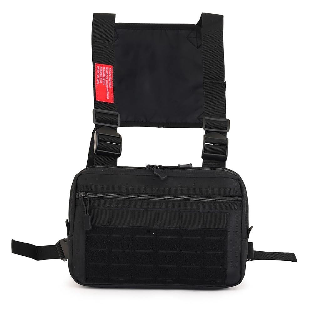 MiOYOOW Sport Chest Pack, Breathable Running Chest Bag Sports Vests Bag with Adjustable Shoulder Strap for Running Hiking Cycling Fishing Travel