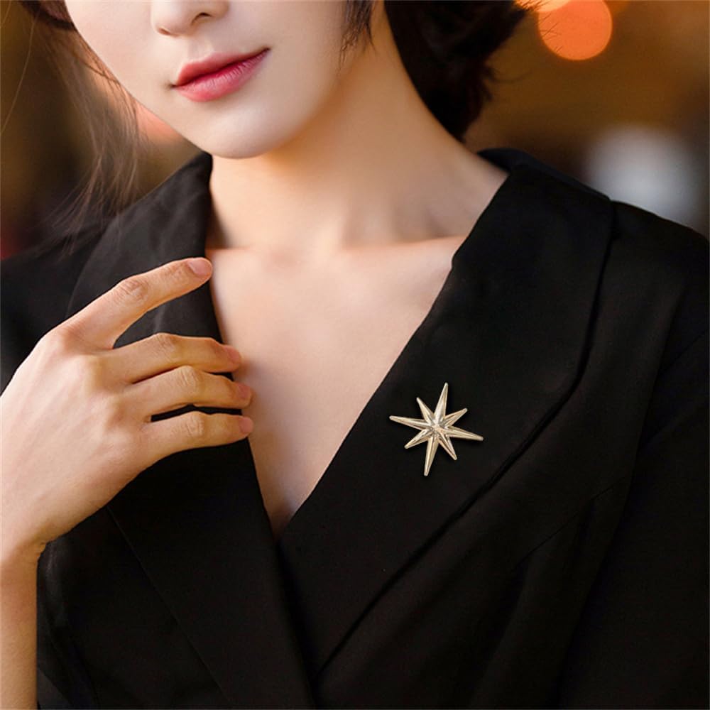 Minimalist Star Brooch for Women Men Fashion Starburst Lapel Pins Elegant Dress Hat Bag Suit Tie Ceremony Clothes Accessories Jewelry