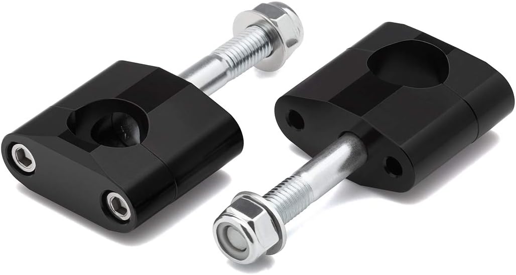 BlackPath - Universal Fitment 1 1/8" Oversize Clamp Riser Fat Handlebar Adapter Kit Motorcycle Handlebar Mount (Black) T6 Billet