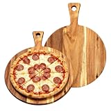JUNANDHBAO 2er Set Pizzabrett für Pizza, Holz Schneidebrett mit Griff, Pizzateller 40 x 30 cm, Pizzabrett, Pizzateller Groß, Pizzateller Holz, für Pizza, Pizzaschere, Pizzaofen, Flammkuchen