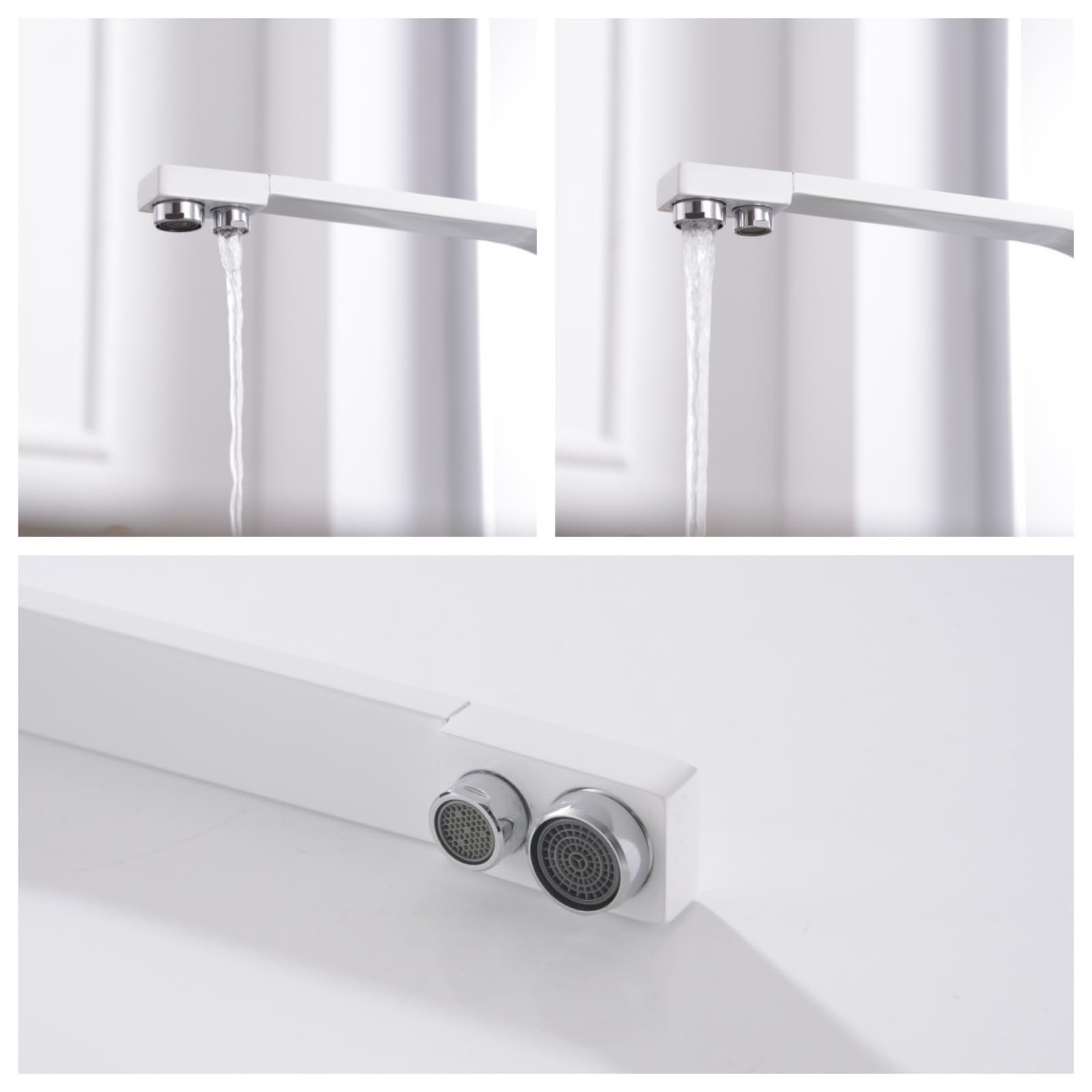 Grifo de cocina blanco de 3 vías para agua potable, giratorio de 360°, sistema de ósmosis de doble palanca, compatible con fregadero de cocina, fácil instalación