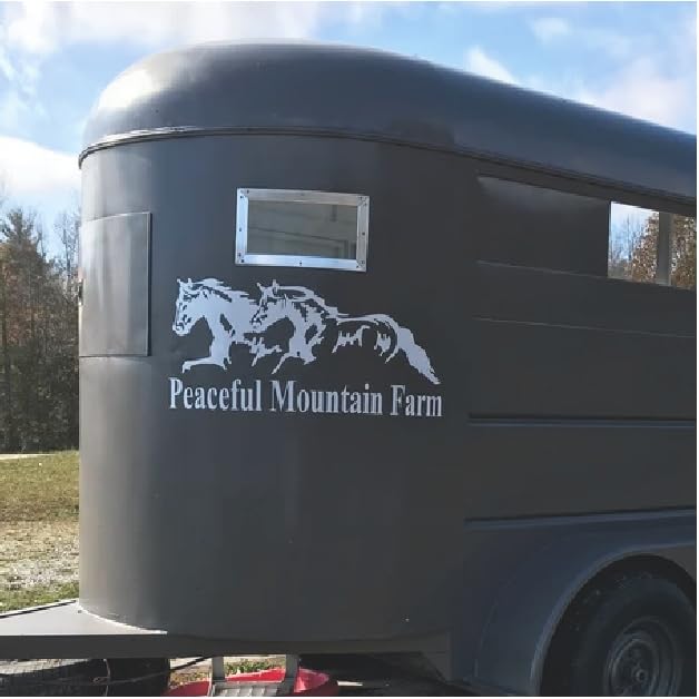 Miniatura 4 de Horse Trailer Decal Sticker Custom Name and Running Horses Vinyl Decal Graphic 16x36