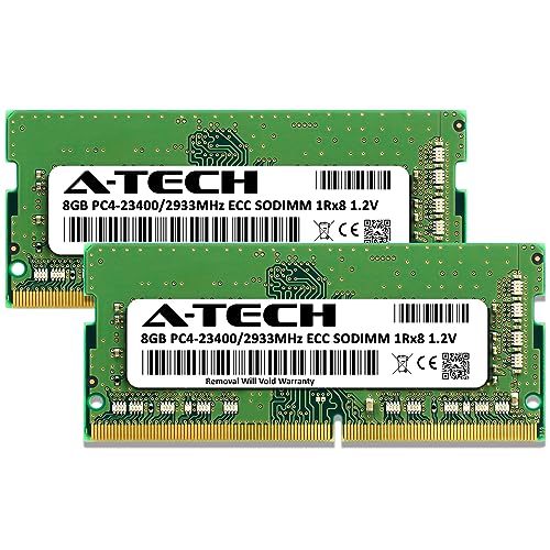 Image of A-Tech 16GB Kit (2x8GB) DDR4 2933MHz PC4-23400 ECC SODIMM 1Rx8 Single Rank 1.2V 260-Pin RAM Memory Upgrade Modules for Microserver, Workstation, and Networking Platforms