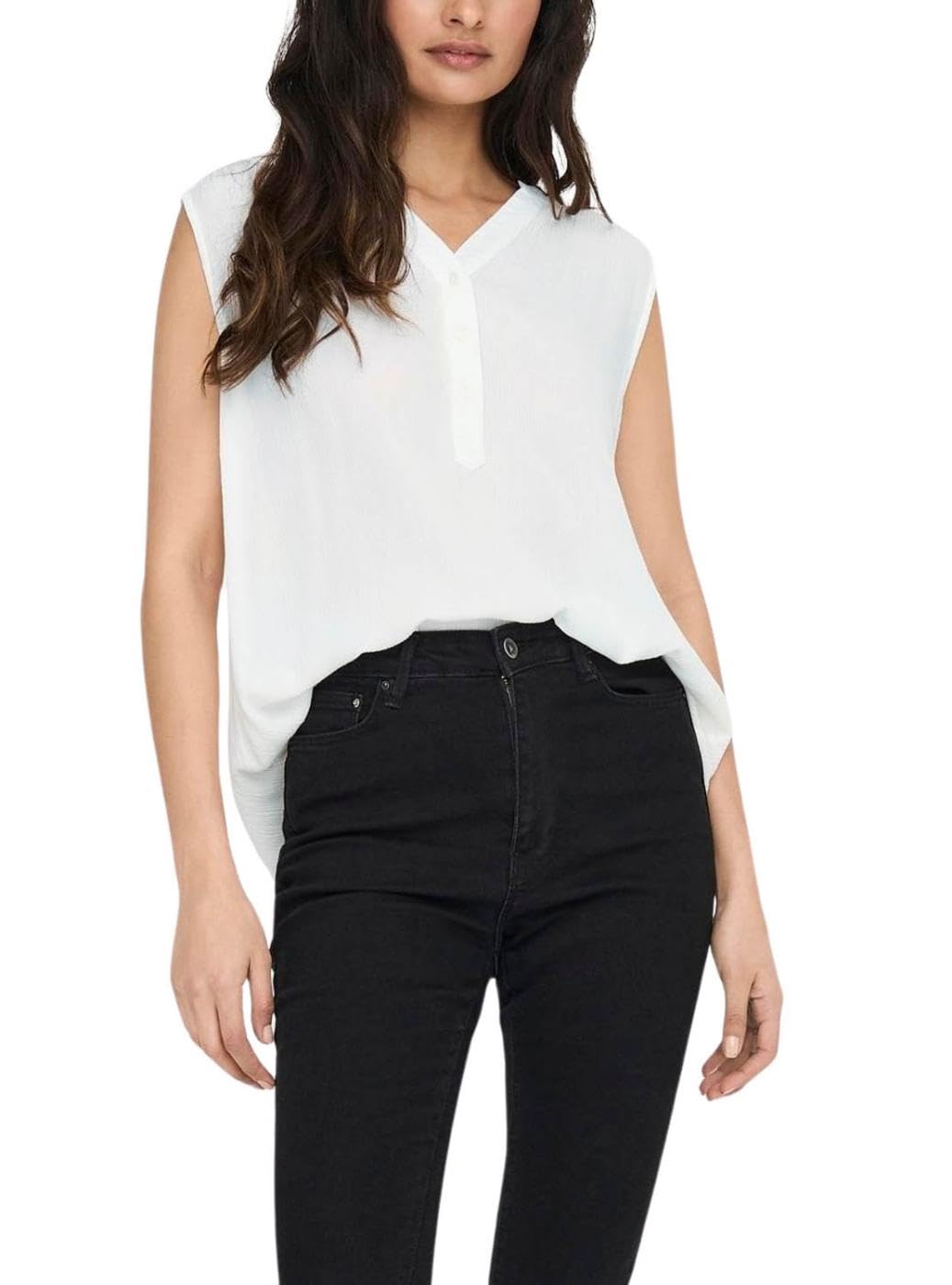 Only Top Long V-Neck Sleeveless Shirt