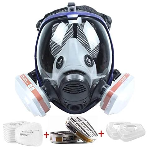SupMusk Full Face Respirator Mask Reusable, Silicone Large View Work Respirator Mask with Filters, Reusable Anti-Fog Lens Face Shield Protection Dustproof Masks for Painting Processing Cover