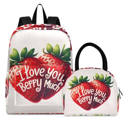 Sac à dos pique-nique étanche avec sac à lunch isotherme à motif fraise
