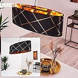 Hängelampe Opatija, ovale Pendelleuchte aus Metall/Stoff in Schwarz/Gold, 3-flammig, 3 x E27 max. 40 Watt, Höhe max. 140 cm, Hängeleuchte im Retro/Vintage-Desgin mit Textil-Schirm, LED geeignet