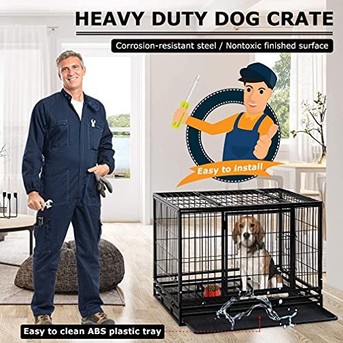 HGS 36-in Dog Crate Metal Dog Cage Heavy Duty Kennel for Large Dogs Pet Playpen for Training, Indoor Outdoor Dog Crate… - Image 6