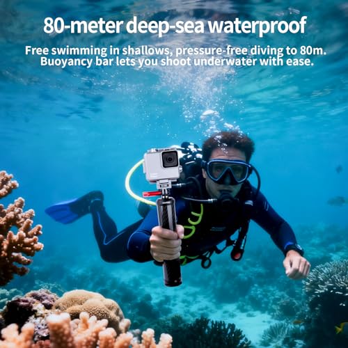 Image of Carbon Fiber Handheld Buoyancy Rod, 80m /262ft Underwater Hand Grip with 3-Slot Mount for Action Cameras