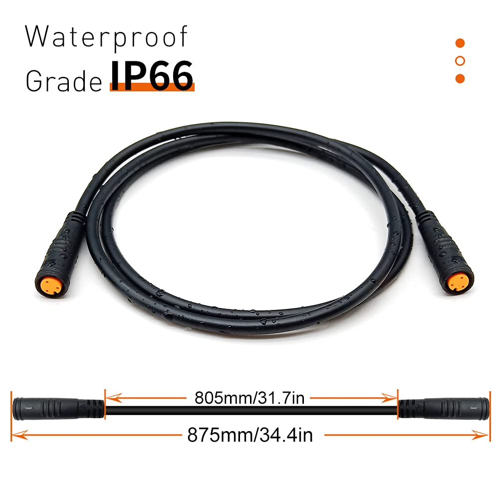 HUDAMZKY Ebike Extension Cable Julet 2Pin/3Pin/4Pin/5Pin/6Pin Waterproof Connector Female to Male DIY Electric Bicycle Brake Display Throttle Light Extension Signal Cable(3pin Female-Female)