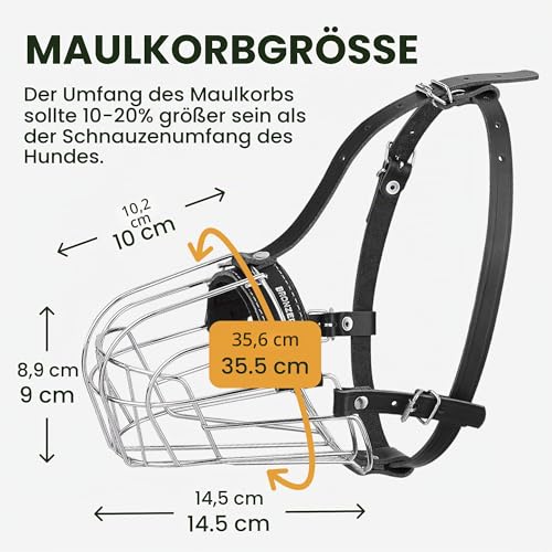 BRONZEDOG Maulkorb für Pitbull Hund aus atmungsaktivem Metallkorb für große Hunde wie Amstaff und Staffordshire Terrier – mit Nylonriemen – gegen Beißen, Kauen und Bellen