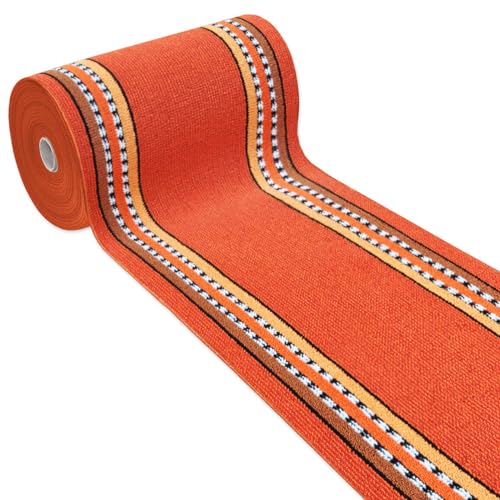 Emmevi Alfombra De Cocina Antideslizante Con Borde Para Entrada Y Escalera, Lavable, Mod. Alexa, Dis.A, 57 X 135 Cm, Naranja