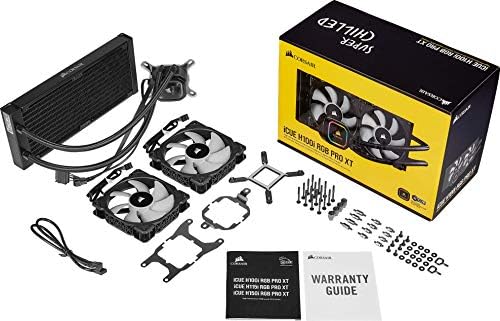 Corsair iCUE H100i PRO XT RGB Liquid CPU Cooler (240mm Radiator, Two 120mm Corsair ML Series PWM Fans, 400 to 2,400 RPM, Advanced RGB Lighting and Fan Control with Software, Easy to Install) Black