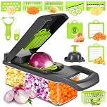 Farerkass Mandoline Cuisine, Coupe Legumes Multifonctions, 16 en 1 Coupe Legume, Rapeuse Legume, Mandoline Professionnelle Cuisine, Coupe Légumes Pour Oignons Carotte Concombre