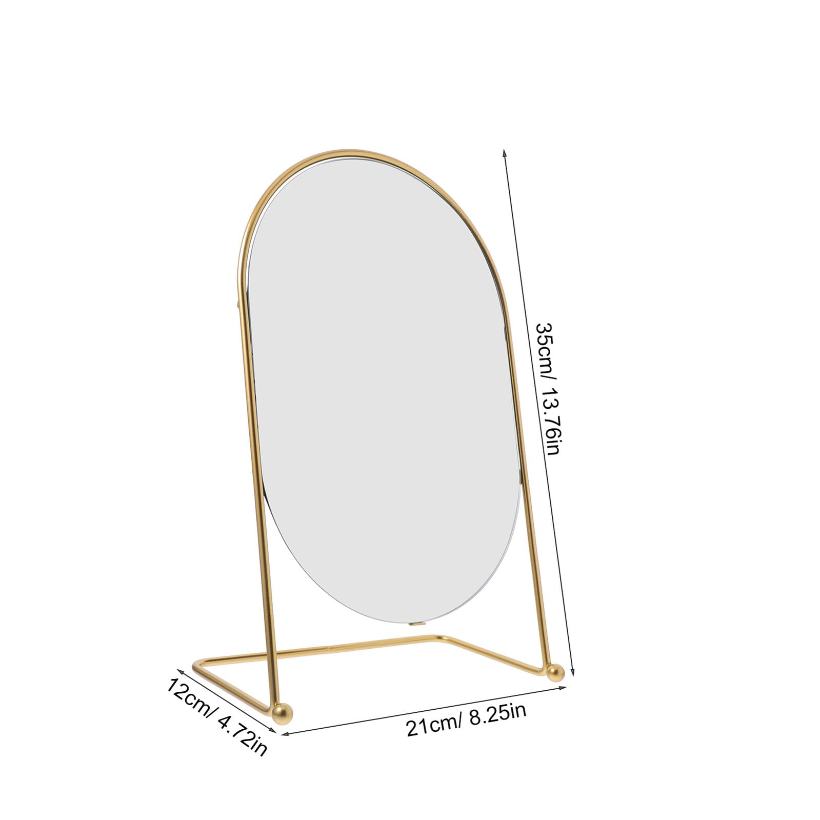 OUNONA Ovale Schminkspiegel 13 Zoll aus Metall und Glas, Gold