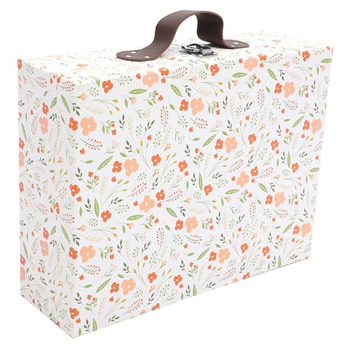 PHENOFICE Maleta de Papel Pequeña y Portátil Asa, Caja de Almacenamiento para Artículos de Fiesta y Viaje, Diseño Elegante y Sofisticado en Papel Kraft
