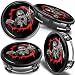 Produktbild SkinoEu 4 x 75 mm Nabendeckel Felgendeckel Kompatibel mit Mercedes Benz Radnabenabdeckung Nabenkappen Felgenkappen Radkappen Alufelgen B66470207 / B66470200 Schädel Schwarz cm 20
