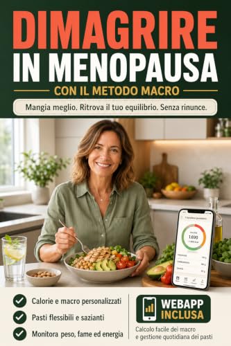 Dimagrire in Menopausa con i Macro: Il metodo pratico composto da E-book + WebApp per gestire calorie, macronutrienti e porzioni, mangiare con equilibrio ... forma senza diete rigide (Italian Edition)