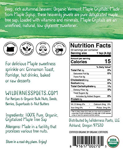 Wilderness Poets, Organic Maple Sugar Crystals (8 Ounce - 227G) #TOP2