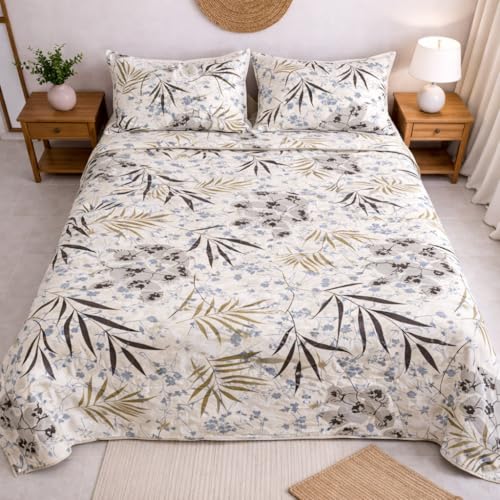 Image of DECORUM Cloud Cotton Double Bedsheet Floral Print with 2 Pillow Covers | 244 TC | Ultra Soft Feel | Premium Comfort | Breathable & Skin Friendly | for Bedroom (90 x 90 Inches)