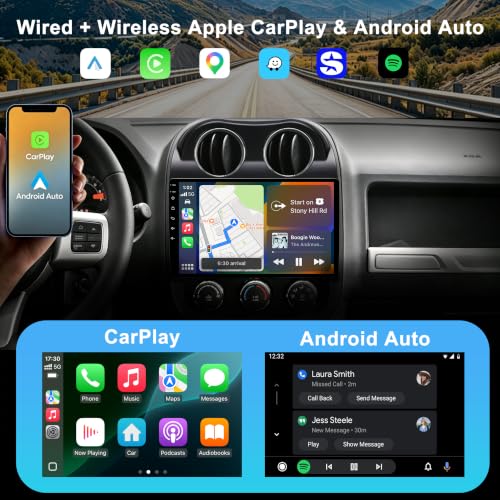 Car Radio Stereo for Jeep Patriot Compass 2010-2016, 10.2 Inch IPS Touchscreen Android 13 64GB, Wireless CarPlay Android Auto, Plug and Play, 1080P Backup Camera, 5G WiFi, GPS, SWC, AM/FM - Image 3