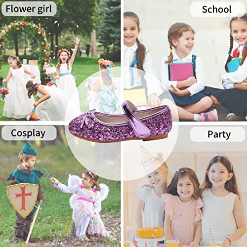 Yiblbox Girl's Glitter Ballet Flats Mary Jane Princess Dress Shoes For Toddler Little Kids #TOP4