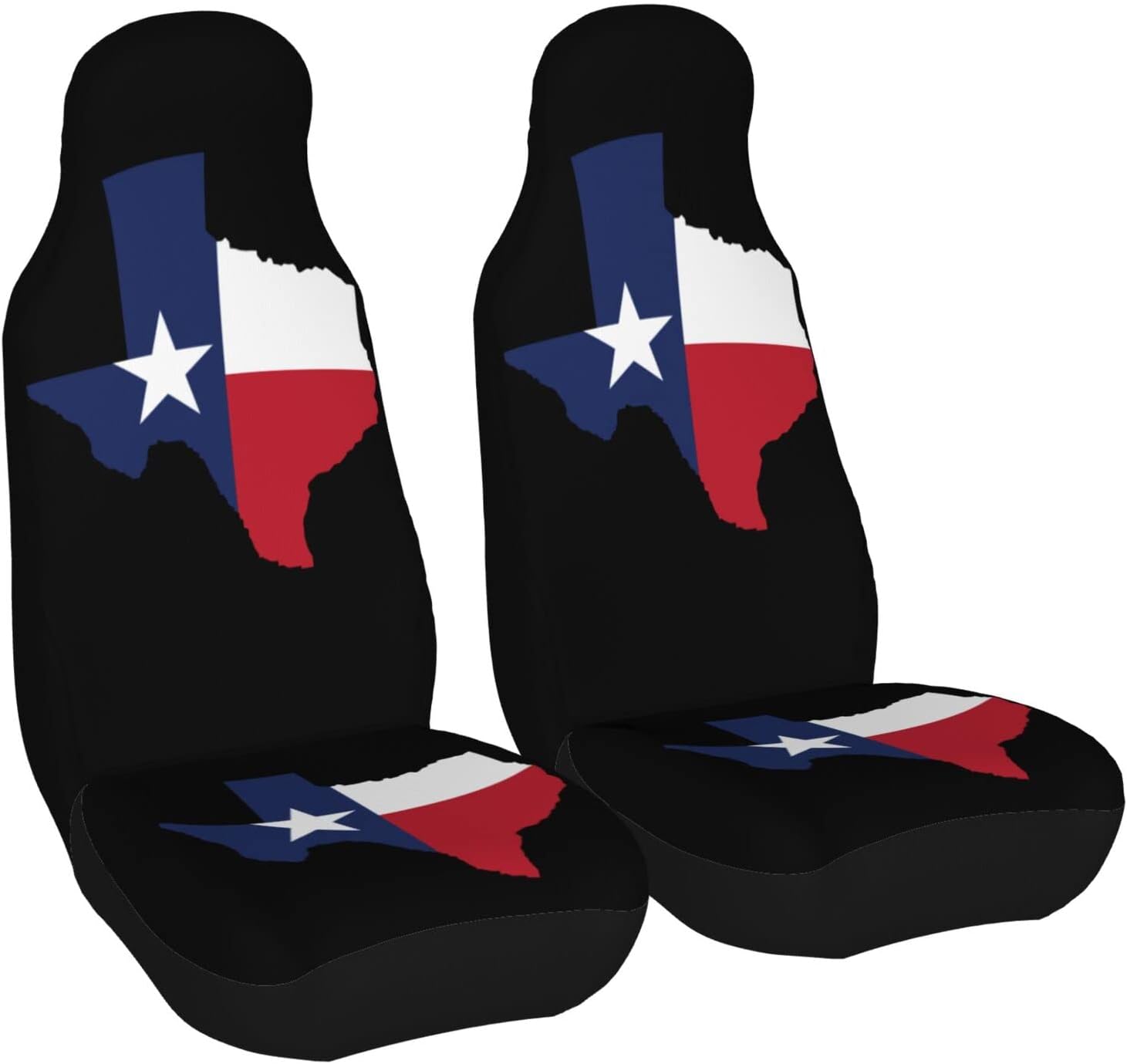 Delerain Car Seat Covers Set 2pcs, Flag of Texas Map Universal Front Car Seats Vehicle Enterior Protector Suitable Fits Most Car Auto SUV Sedan Truck