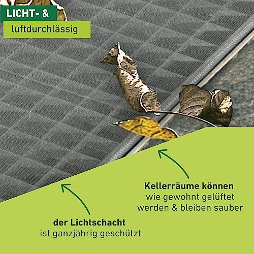 Windhager Lichtschachtabdeckung Gewebe aus Fiberglas inkl. Befestigungsklammern, Kellerschachtschutz, Schutzgitter für Kellerschacht, 60 x 135 cm, 03658, Anthrazit, Fieberglas