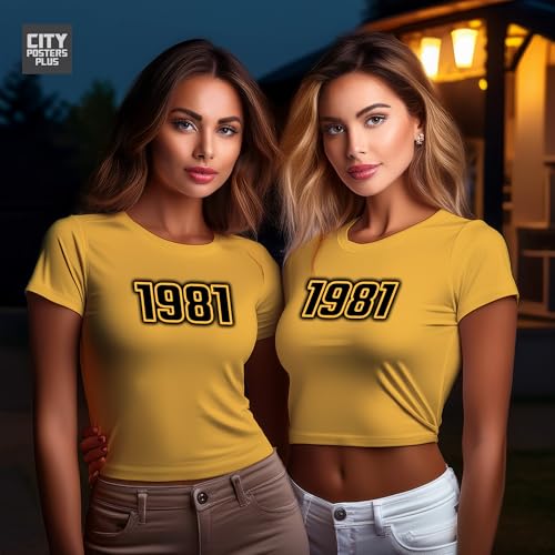 Crop top 1981 jaune doré en maille douce et extensible - 4