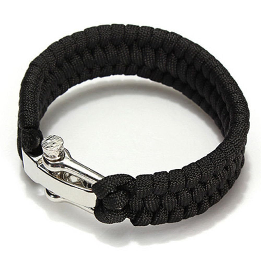 SEIWEI Pulsera de supervivencia de paracaídas, cuerda de paracaídas tejida al aire libre con hebilla ajustable de acero inoxidable para camping, paseos en barco y senderismo (rojo)