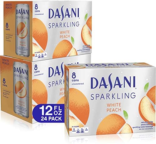 DASANI Sparkling Water White Peach Zero Calories, 12 fl oz, 24 Pack