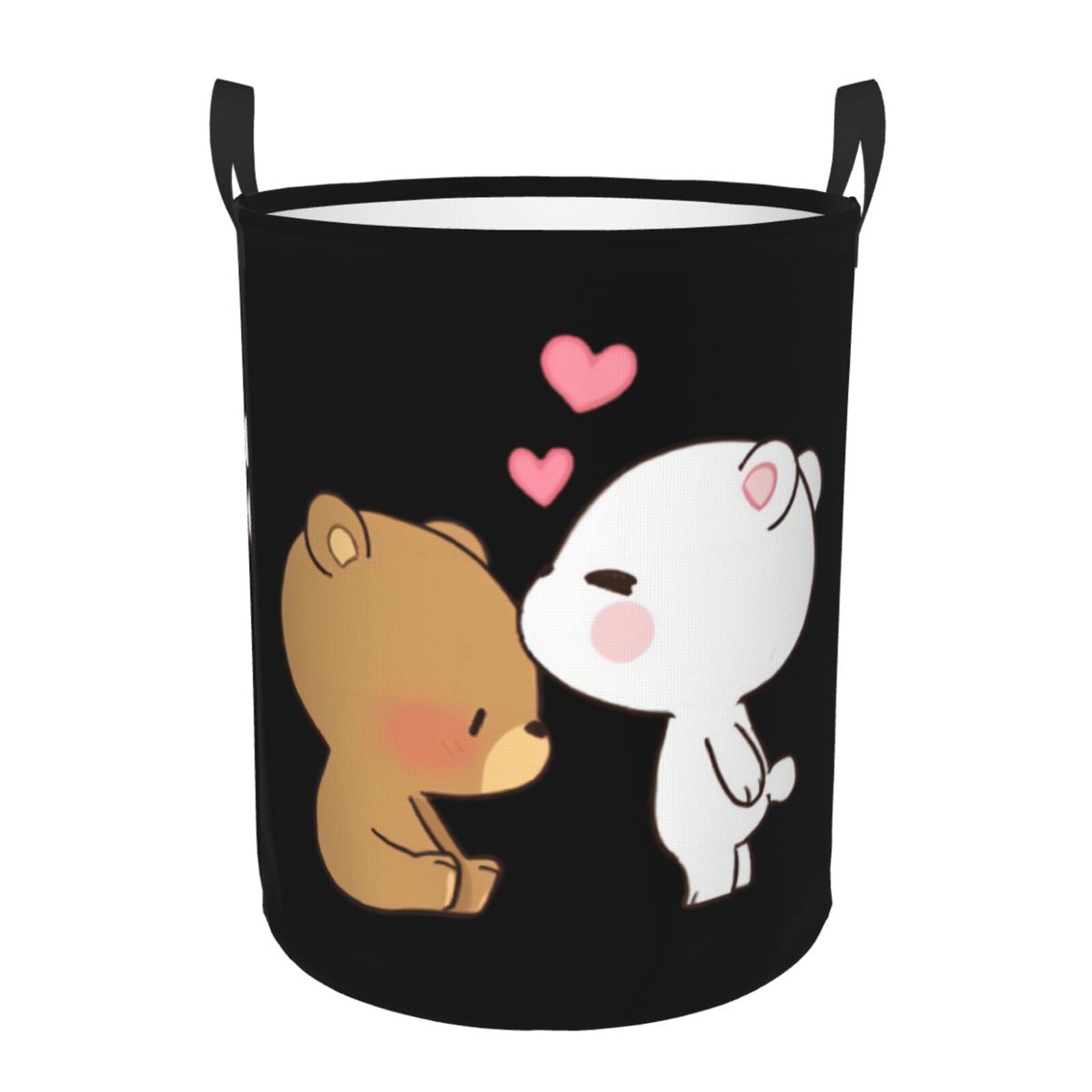 M Circular Hamper White bear brown bear Print for Dirty Clothes