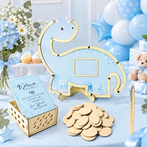Dinosaur Baby Shower Guest Book Set Blue Dinosaur Baby Shower Decorations - image 2