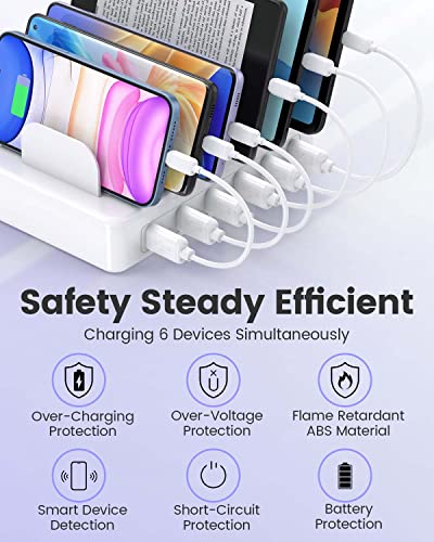 Charging Station for Multiple Devices Apple, CREATIVE DESIGN 50W Multi Charger Station with 6 USB Ports & 6 Cables, Charging Dock for Apple Android Phone iPad Kindle Tablet and Other Electronic - Image 4